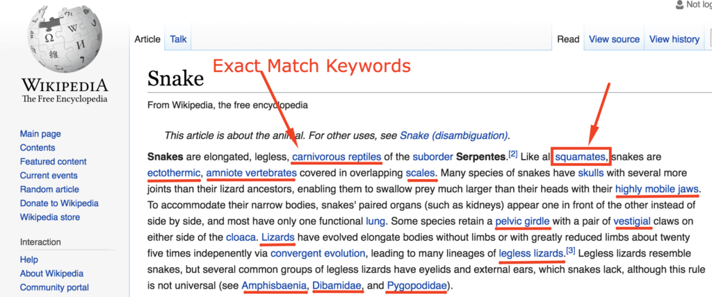 wikipedia internal anchor text example